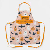 Blush Pink Halloween mit Gespenstern, Pumpkins, Fl Schürze (Vorderseite)