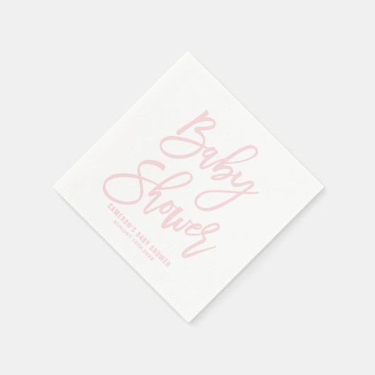 Blush Pink Hand Letter Babyduschpapier Napkins Serviette (Ecke)