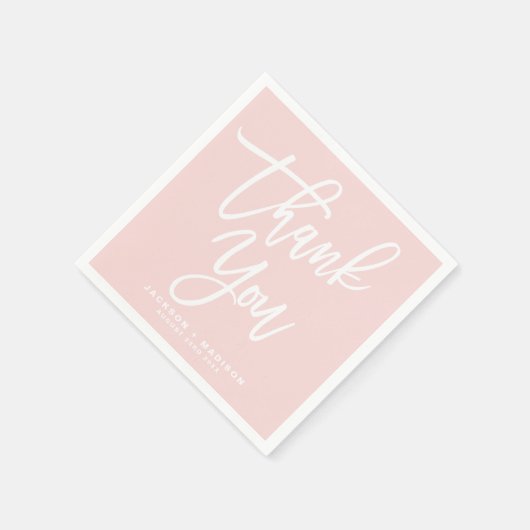 Blush Pink Hand Letter Script Vielen Dank Serviette (Ecke)