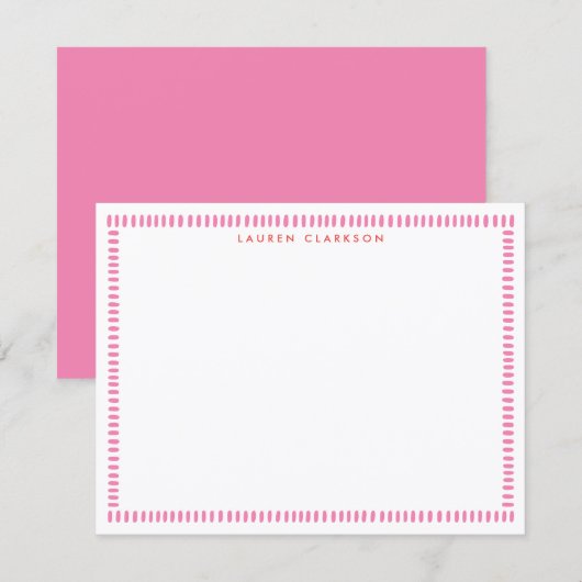 Blush Pink Hand Painted Stripe Border Note card Einladung (Vorne/Hinten)