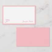 Blush Pink handgeschriebene Text Monogram Chic Tem Mitteilungskarte (Vorne/Hinten)