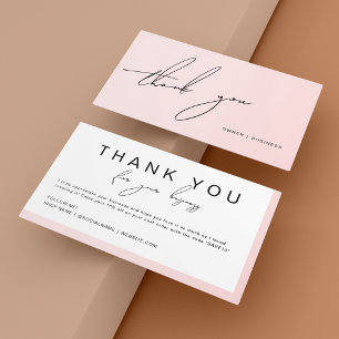 Blush Pink Handgeschriebenes Skript Dankeschön Rab Visitenkarte