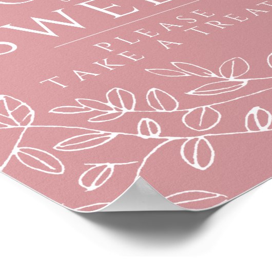 Blush Pink handgezeichnete Blatt Monogramm Hochzei Poster (Ecke)