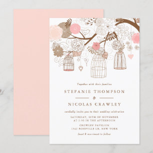 Blush Pink Hanging Birdcages Hochzeit Einladung