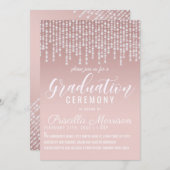 Blush Pink Hanging Diamond Lights Abschluss Einladung (Vorne/Hinten)