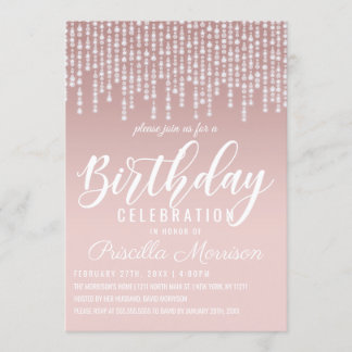Blush Pink Hanging Diamond Lights Geburtstag Einladung
