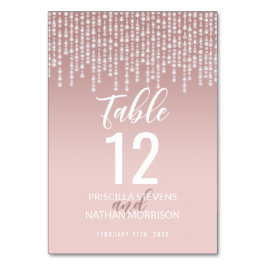 Blush Pink Hanging Diamond Lights Tischnummer