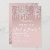 Blush Pink Hanging Diamond Lights Trauzeugin Einladung (Vorne/Hinten)