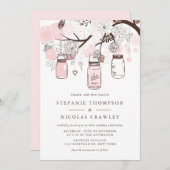 Blush Pink Hanging Mason Jars Wedding Einladung (Vorne/Hinten)