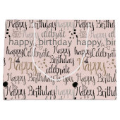 Blush Pink Happy Birthday Große Geschenktüte (Vorderseite)