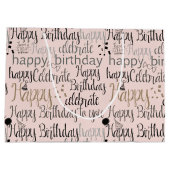 Blush Pink Happy Birthday Große Geschenktüte (Rückseite)