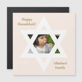 Blush Pink Happy Hanukkah Niedliches Foto Magnetkarte