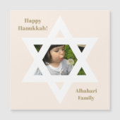 Blush Pink Happy Hanukkah Niedliches Foto Magnetkarte (Vorderseite)