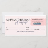 Blush Pink Happy Mother's Day Geschenkgutschein (Vorderseite)