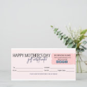 Blush Pink Happy Mother's Day Geschenkgutschein (Stehend Vorderseite)