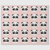 Blush Pink - Happy Panda Face Geschenkpapier (Flach)