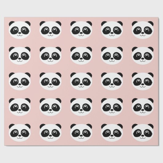 Blush Pink - Happy Panda Face Geschenkpapier (Flach)