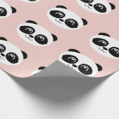 Blush Pink - Happy Panda Face Geschenkpapier (Ecke)