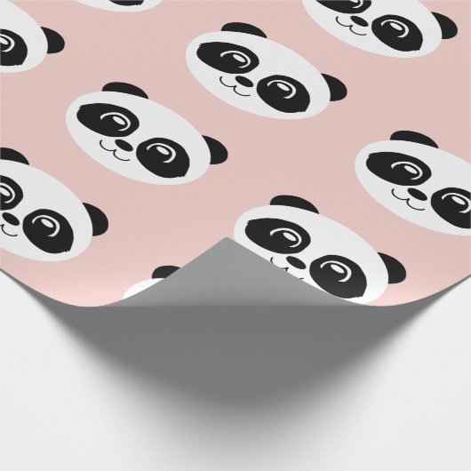 Blush Pink - Happy Panda Face Geschenkpapier (Ecke)