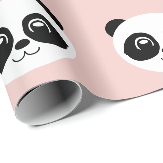 Blush Pink - Happy Panda Face Geschenkpapier (Rolleneckpunkt)