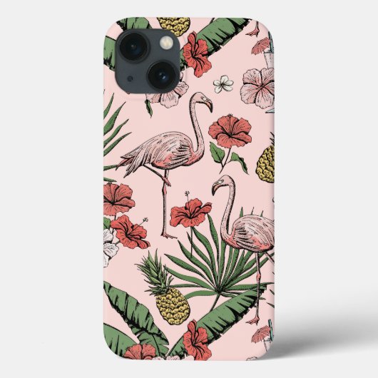 Blush Pink Hawaiian Flamingo Case-Mate iPhone Hülle (Rückseite)