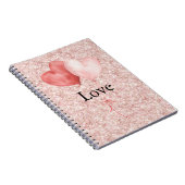 Blush Pink Heart Balloons Glitter Notizblock (Rechte Seite)
