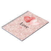 Blush Pink Heart Balloons Glitter Notizblock (Linke Seite)