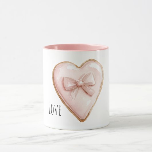 Blush Pink Heart Bow Tasse (Zentrum)
