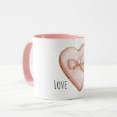 Blush Pink Heart Bow Tasse (Vorderseite Links)