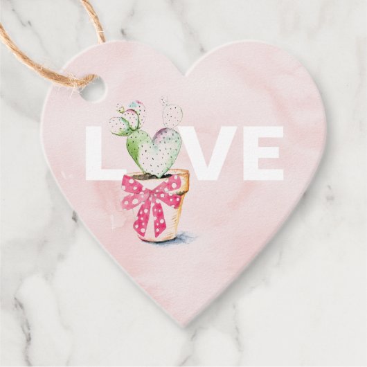 Blush Pink Heart Cactus Liebe Kinder Klassenzimmer Geschenkanhänger (Vorderseite)
