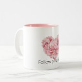 Blush Pink Heart Flower Zweifarbige Tasse (Vorderseite Links)