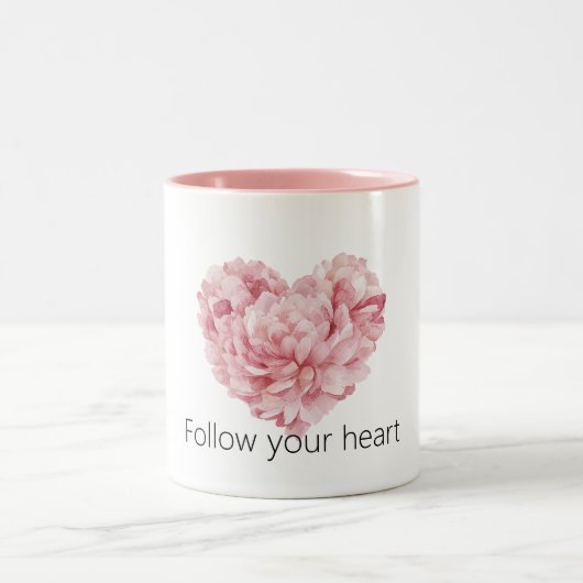 Blush Pink Heart Flower Zweifarbige Tasse (Mittel)