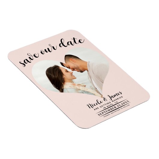 Blush Pink Heart Foto Hochzeit Speichern Sie das D Magnet (Rechte Seite)