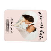 Blush Pink Heart Foto Hochzeit Speichern Sie das D Magnet (Horizontal)