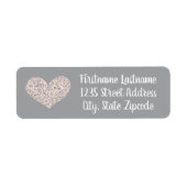 Blush Pink Heart Gray Wedding Rücksendeadresse (Vorne)