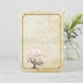 Blush Pink Heart Leaf Rose Gold Hochzeit Einladung (Stehend Vorderseite)