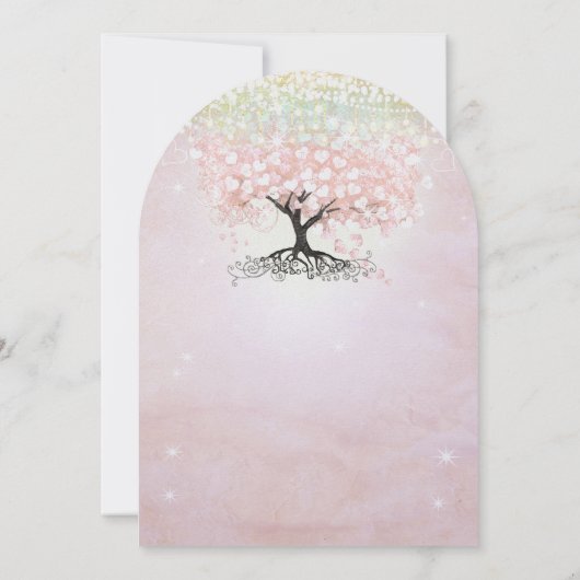 Blush Pink Heart Leaf Tree Country Wedding Einladung (Rückseite)