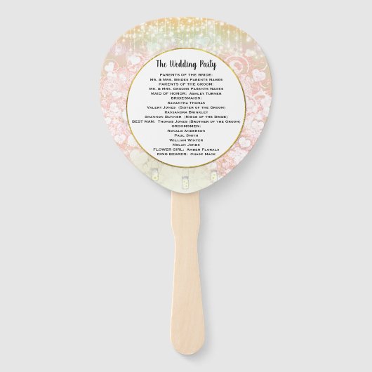 Blush Pink Heart Leaf Tree Hochzeitsprogramm Fächer (Rückseite)