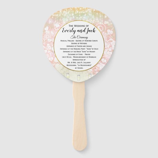 Blush Pink Heart Leaf Tree Hochzeitsprogramm Fächer (Vorderseite)