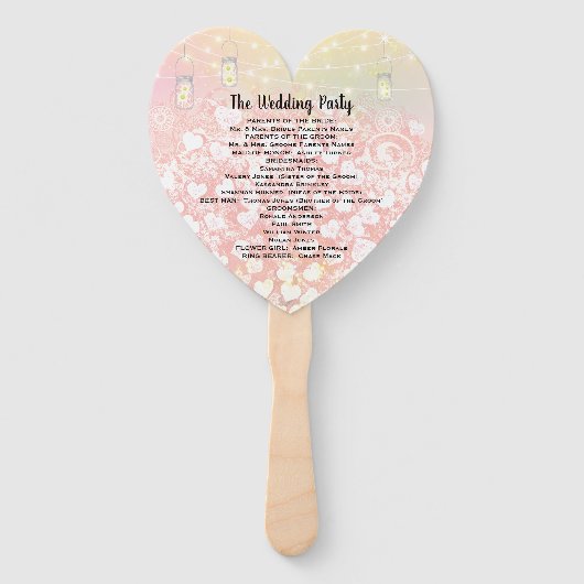 Blush Pink Heart Leaf Tree Hochzeitsprogramm Fächer (Rückseite)