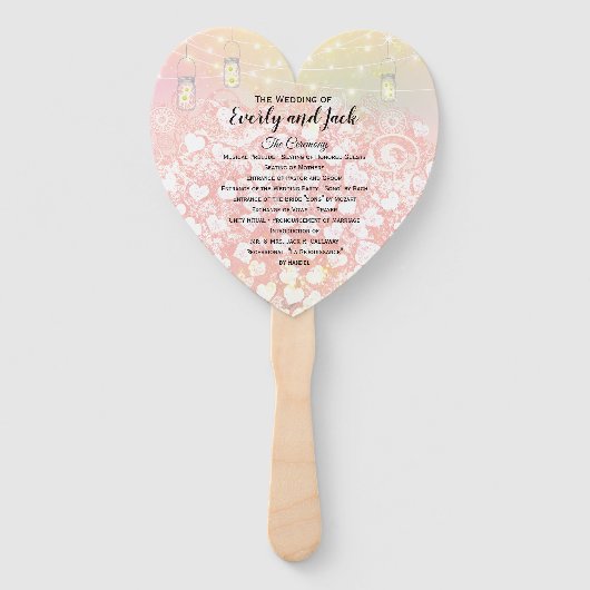 Blush Pink Heart Leaf Tree Hochzeitsprogramm Fächer (Vorderseite)