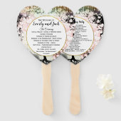 Blush Pink Heart Leaf Tree Wedding Programm Black Fächer (Vorne und Hinten)