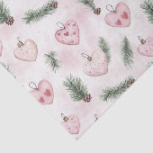 Blush Pink Hearts Christmas Pine Cones Seidenpapier (Ausschnitt)