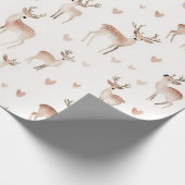 Blush Pink Hearts Cream Deer Christmas Geschenkpapier (Ecke)
