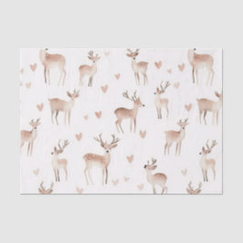 Blush Pink Hearts Cream Deer Christmas Seidenpapier