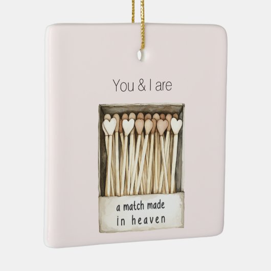 Blush pink Hearts Match Made in Heaven Christmas Keramikornament (Rechts)