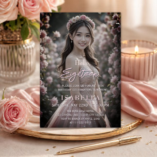 Blush Pink Hello Eighteen Photo Einladung