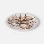 Blush Pink Highland Cow Baby Dusche Teller (Schrägansicht)