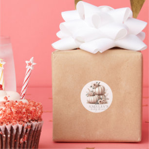 Blush Pink Highland Cow Fall Pumpkin Aufkleber