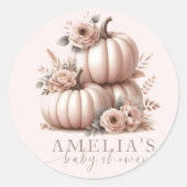 Blush Pink Highland Cow Fall Pumpkin Aufkleber (Vorderseite)